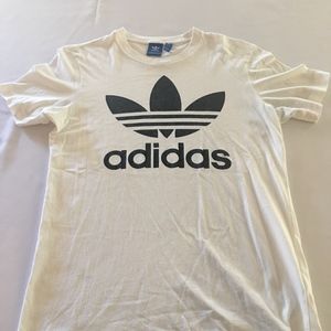 Adidas men's white t-shirt with black trefoil logo